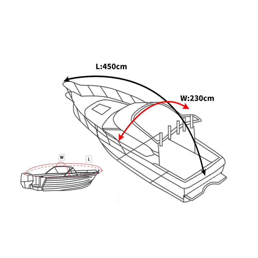 12-14 FT Boat Cover Trailerable Weatherproof Grey 14FT-2006733235505205250