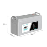 Safetex 12V 200Ah AGM Deep Cycle Lead - Front View