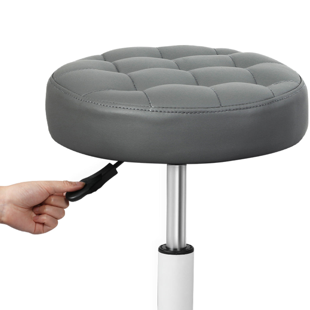 Levede 4x Rolling Bar Stool Swivel Salon SPA Chair Grey-2018816873524760579