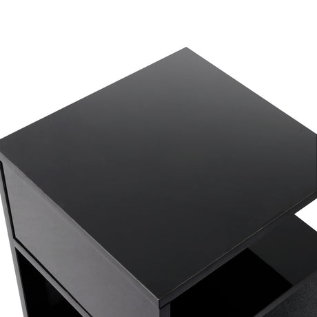 Levede 1xBedside Tables Drawers Side Black-2006733101623021571