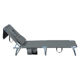 Levede Foldable Beach Lounge Chairs with Face Hole Grey - Side View