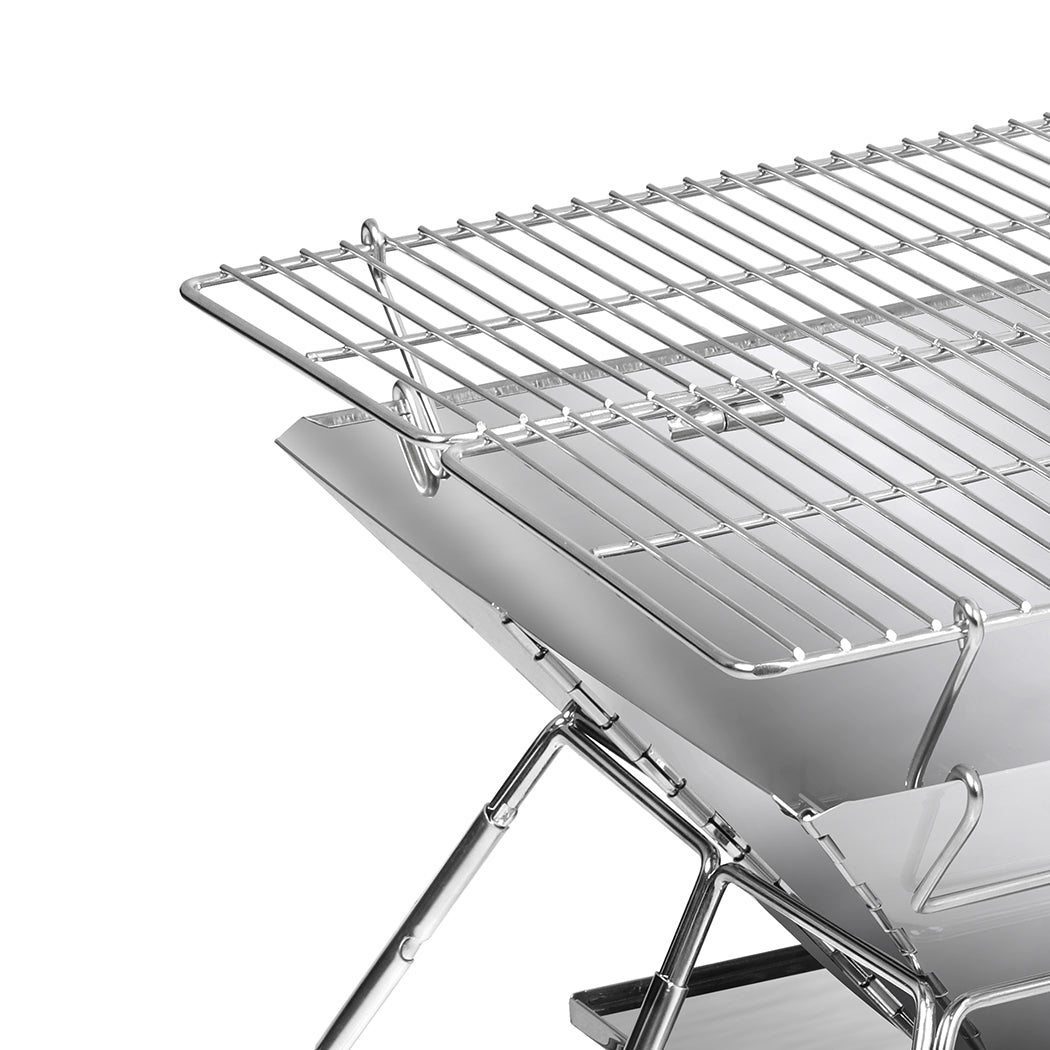 Levede Portable Folding BBQ Charcoal Grill Silver-2006732907665821699
