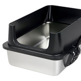 Pawz Stainless Steel Large Enclosed Cat Litter Box - Side View