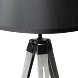 EMITTO Tripod Wooden Floor Lamp Shaded Grey - Side View
