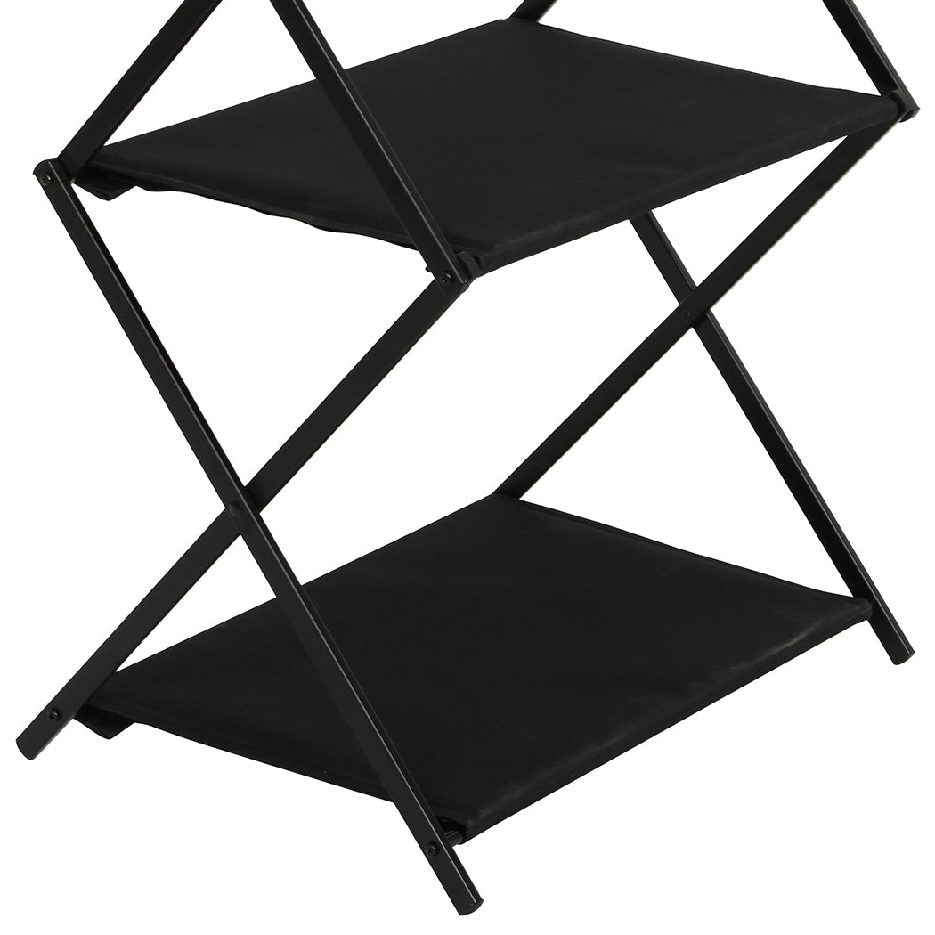 Levede Foldable Camping Storage Shelves 2 Layer with Hooks Black-2018816784416772099