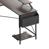 Levede Computer Desk Corner Desk Brown - Side View