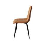 Levede 4x Dining Chairs Kitchen Chair Brown Faux Leather-2018816919456583683