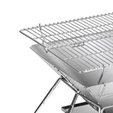 Levede Portable Folding BBQ Charcoal Grill Silver - Side View