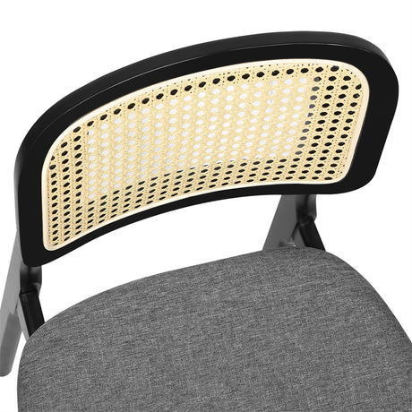 Levede 2x Dining Chair Wood Rattan Armless Black-2006732686818938883