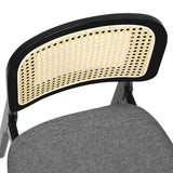 Levede 2x Dining Chair Wood Rattan Armless Black - Side View