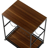 Levede Wooden Bar Cart Drinks Trolley 3 Tire - Side View