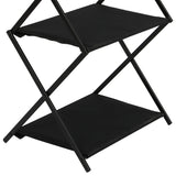 Levede Foldable Camping Storage Shelves 2 Layer with Hooks Black - Side View