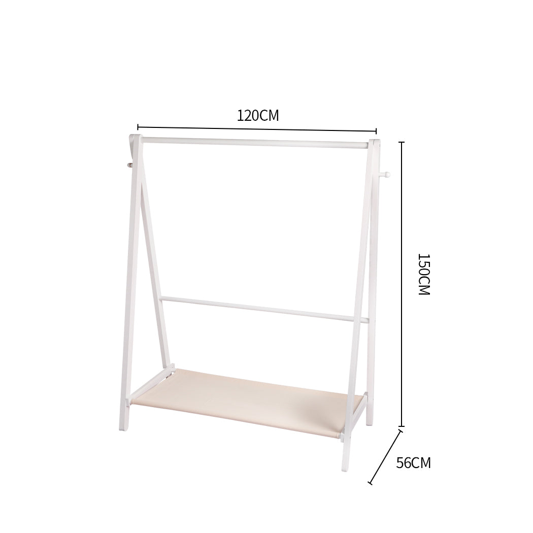 Levede Clothes Rack Wooden Wardrobe White-2006733282632404994
