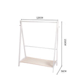 Levede Clothes Rack Wooden Wardrobe White - Front View