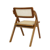 Levede 2X Foldable Rattan Dining Chairs Walnut - Side View