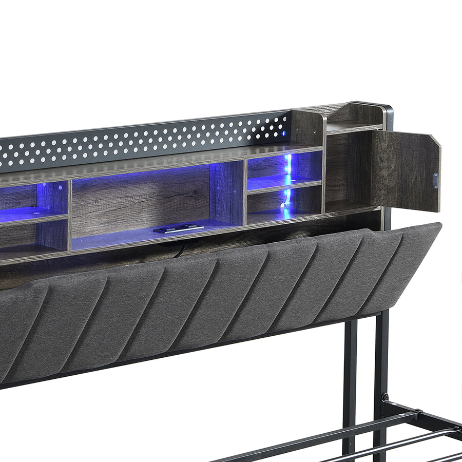 Levede Queen Bed Frame with Storage Headboard RGB LED-2006732901781213187