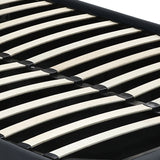 Levede Gas Lift Bed Frame Fabric Base Double Dark Grey - Side View