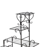 Levede Plant Stand Outdoor Indoor Metal Black - Side View