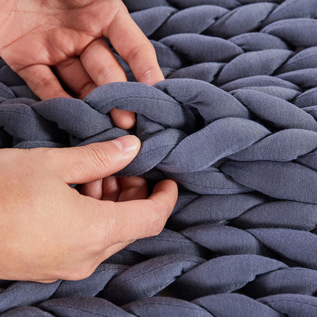 Dreamz Knitted Weighted Blanket Chunky Dark Grey Double 7KG-2018816842843426819
