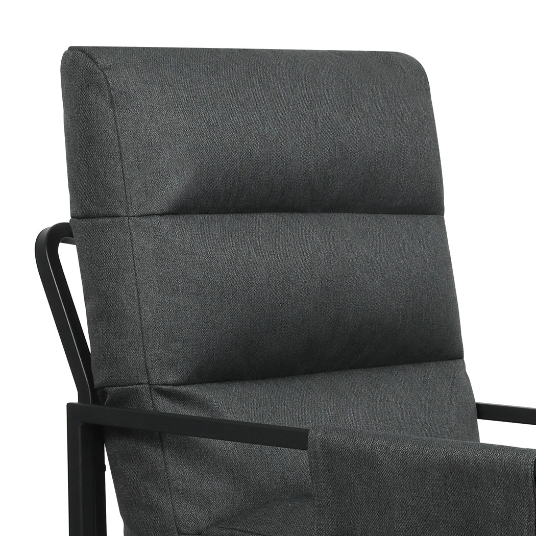 Levede Metal Framed Lounge Chair Linen in Dark Grey-2018816855510224899