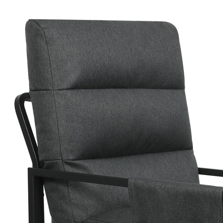 Levede Metal Framed Lounge Chair Linen in Dark Grey-2018816855510224899