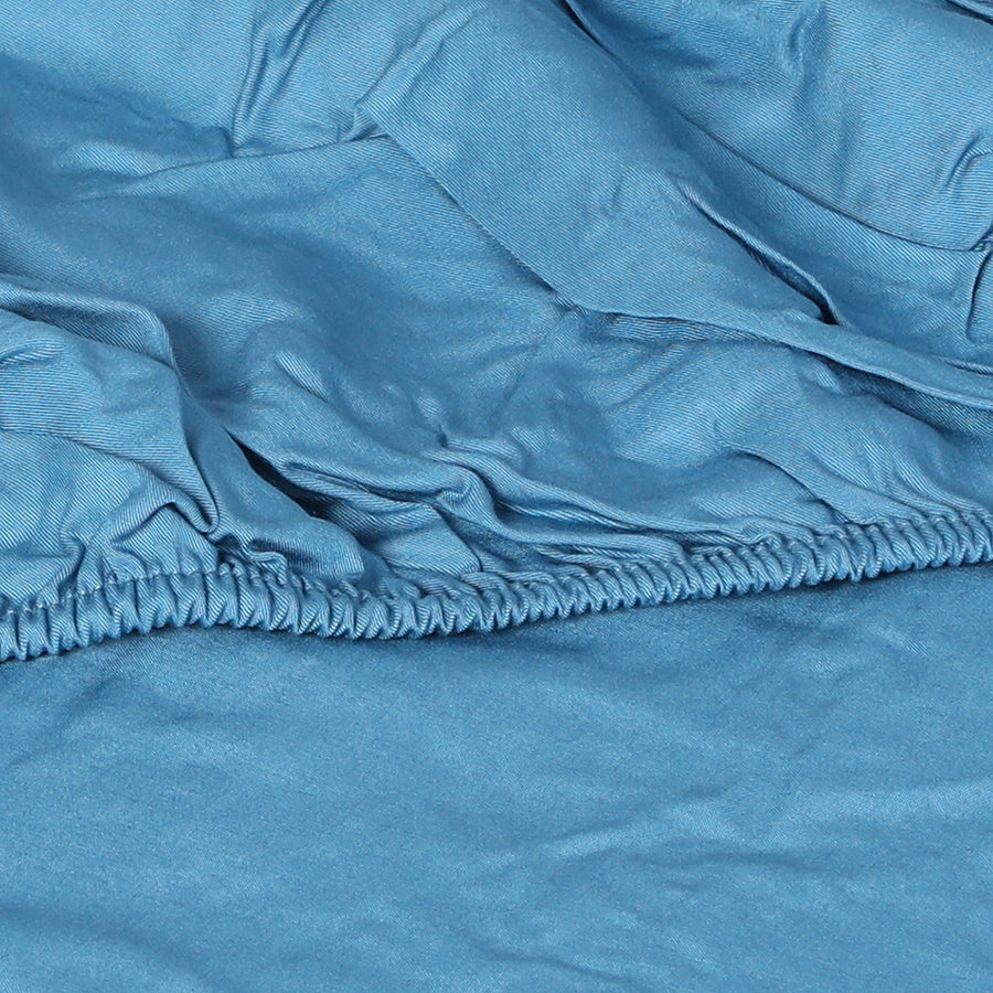 Dreamz 4pcs King Size 100% Bamboo Bed Sheet Set in Blue Colour-2006733220518957059