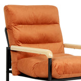 Levede Metal Framed Lounge Chair Velvet in Orange - Side View