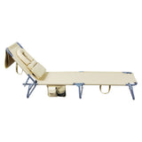 Levede Foldable Beach Lounge Chairs with Face Hole Khaki - Side View