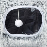 Pawz Cat Tunnel Foldable Fluffy Plush Play Tube Grey - Side View