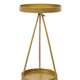 Levede Plant Stand 2 Tiers Outdoor Indoor Gold Medium-2006732933125246979