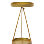 Levede Plant Stand 2 Tiers Outdoor Indoor Gold Medium-2006732933125246979