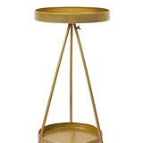 Levede Plant Stand 2 Tiers Outdoor Indoor Gold Medium - Side View
