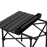 Levede Folding Camping Table Portable Black - Side View