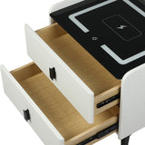 Levede Bedside Table LED Lights Drawers Storage - Side View