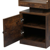 Levede Bedside Table USB Charger Outlet RGB Oak - Side View