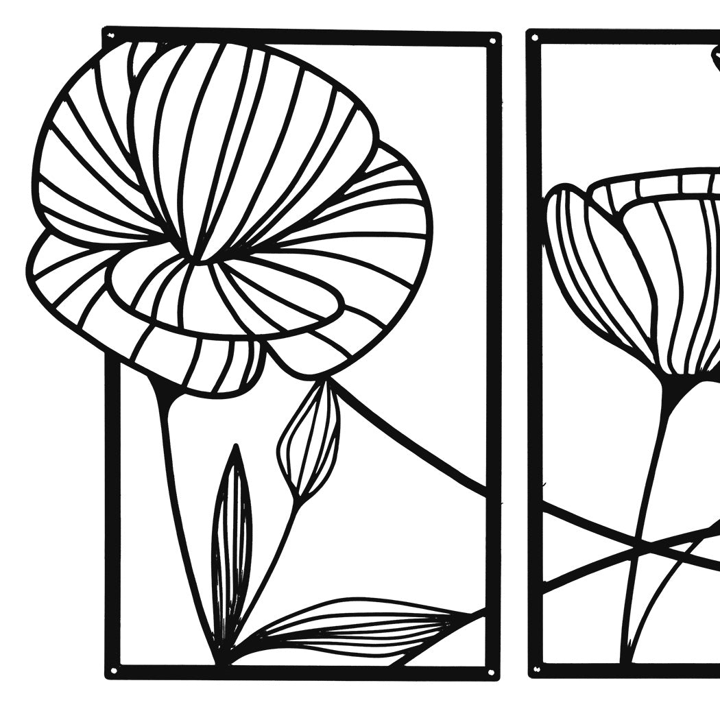 Yezi Metal Wall Art 4Pcs Floral Minimalist Line Decor-2006732700534312963