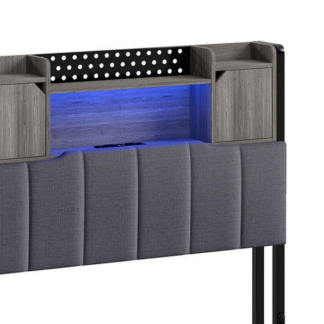 Levede Single Bed Frame with Storage Headboard RGB LED-2011971105295831043