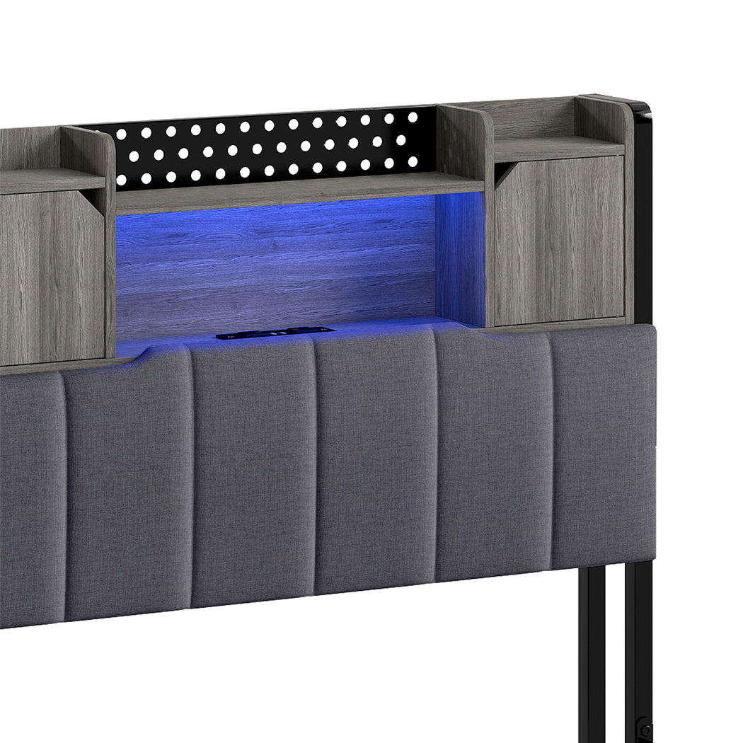 Levede Single Bed Frame with Storage Headboard RGB LED-2011971105295831043