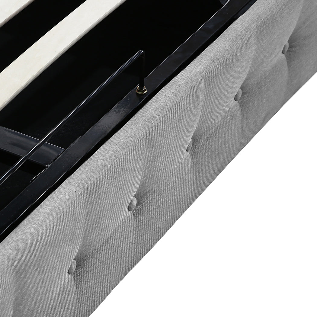 Levede Queen Bed Frame Fabric Tufted Grey-2006733223052316675