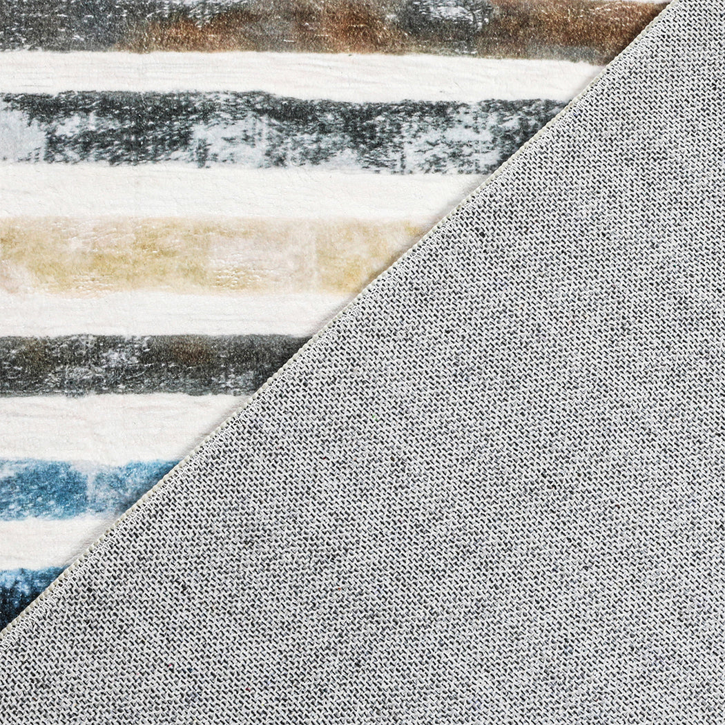 Marlow Floor Rug Short Pile Washable Carpet Soft Plush Non Slip Stripe 80x120-2018816670356869123