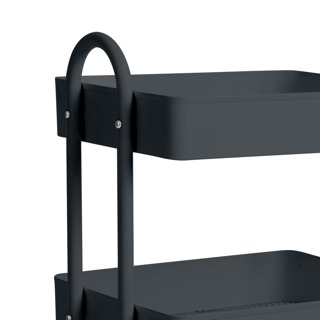 Levede 3 Tiers Kitchen Trolley Cart Grey-2018816738329759747