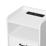 Levede Bedside Table USB Charger Outlet LED White - Side View