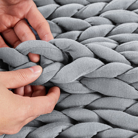 Dreamz Knitted Weighted Blanket Chunky Grey Kids-1954802943781900291