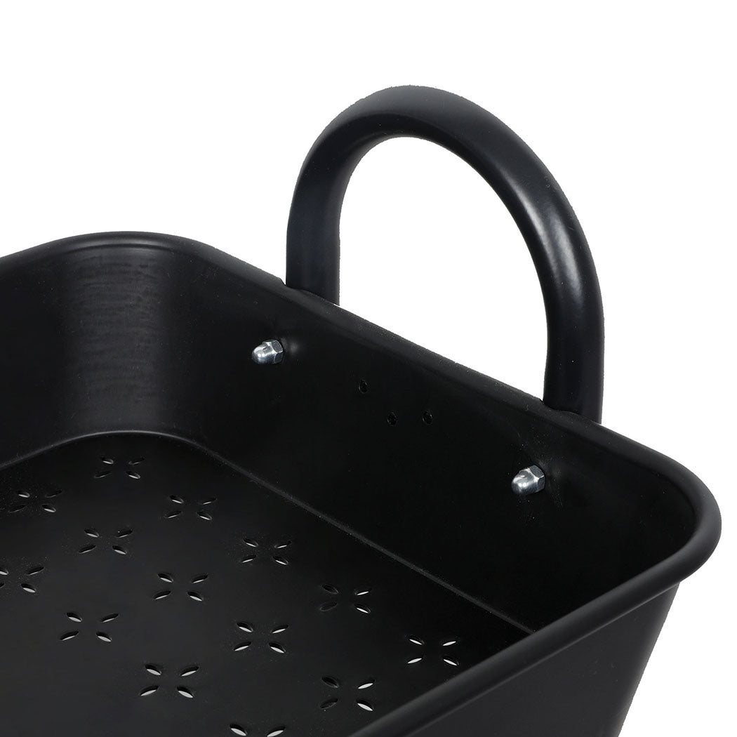 Levede 3 Tiers Kitchen Storage Trolley Black-2018816687264108547