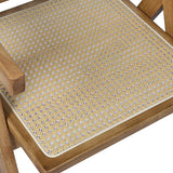 Levede 2x Dining Chair Solid Wood Rattan Natural - Side View