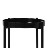Levede 2 Tier Plant Stand Outdoor Indoor Black Large - Side View