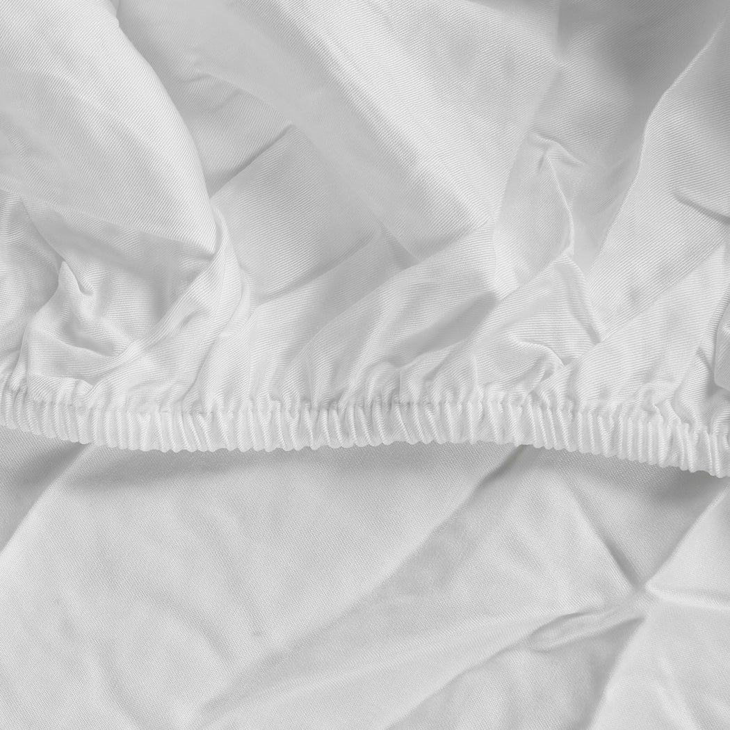 Dreamz 4pcs King Size 100% Bamboo Bed Sheet Set in White Colour-2006733221001302019