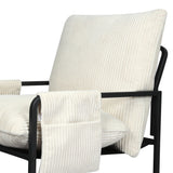 Levede Metal Framed Lounge Chair Corduroy in Beige-2018816855703162883