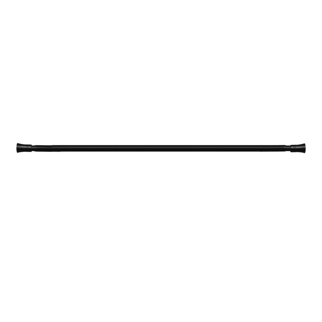 Marlow Black Curtain Rod Steel Quiet Rail Pole Pommel Set Extendable-2018816719925153795