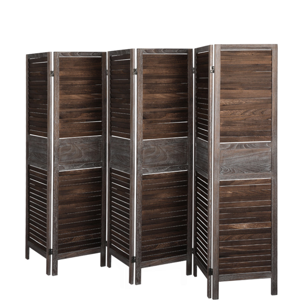 Levede Room Divider 6 Panel Folding Brown-2006732941086035971
